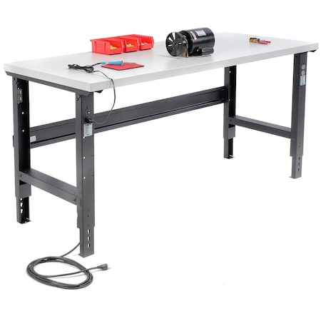 Global Industrial Adjustable Height Workbench, 72 x 30in, Laminate Square Edge, Black 601425BK